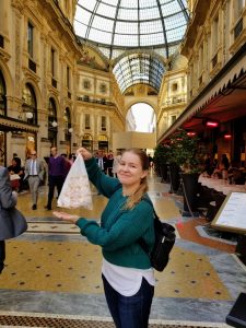 Me with a Luini takeaway bag in Galleria Vittorio Emanuele II